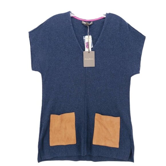 NWT TOMMY BAHAMA Cascade Tunic Blue Merino Alpaca Blend Goat Suede Pockets SMALL - Picture 1 of 7